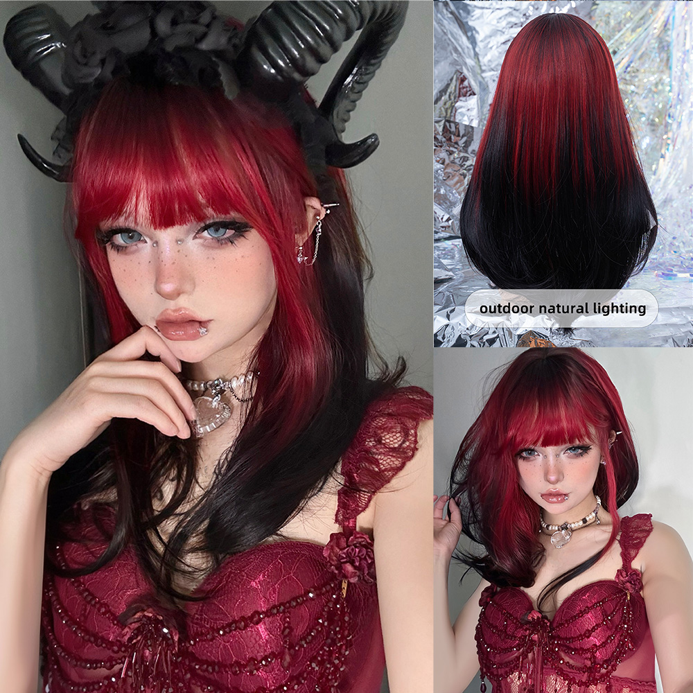 Synthetic Braided Wigs For Black Women - Parrucche sintetiche Ombre nere rosse da