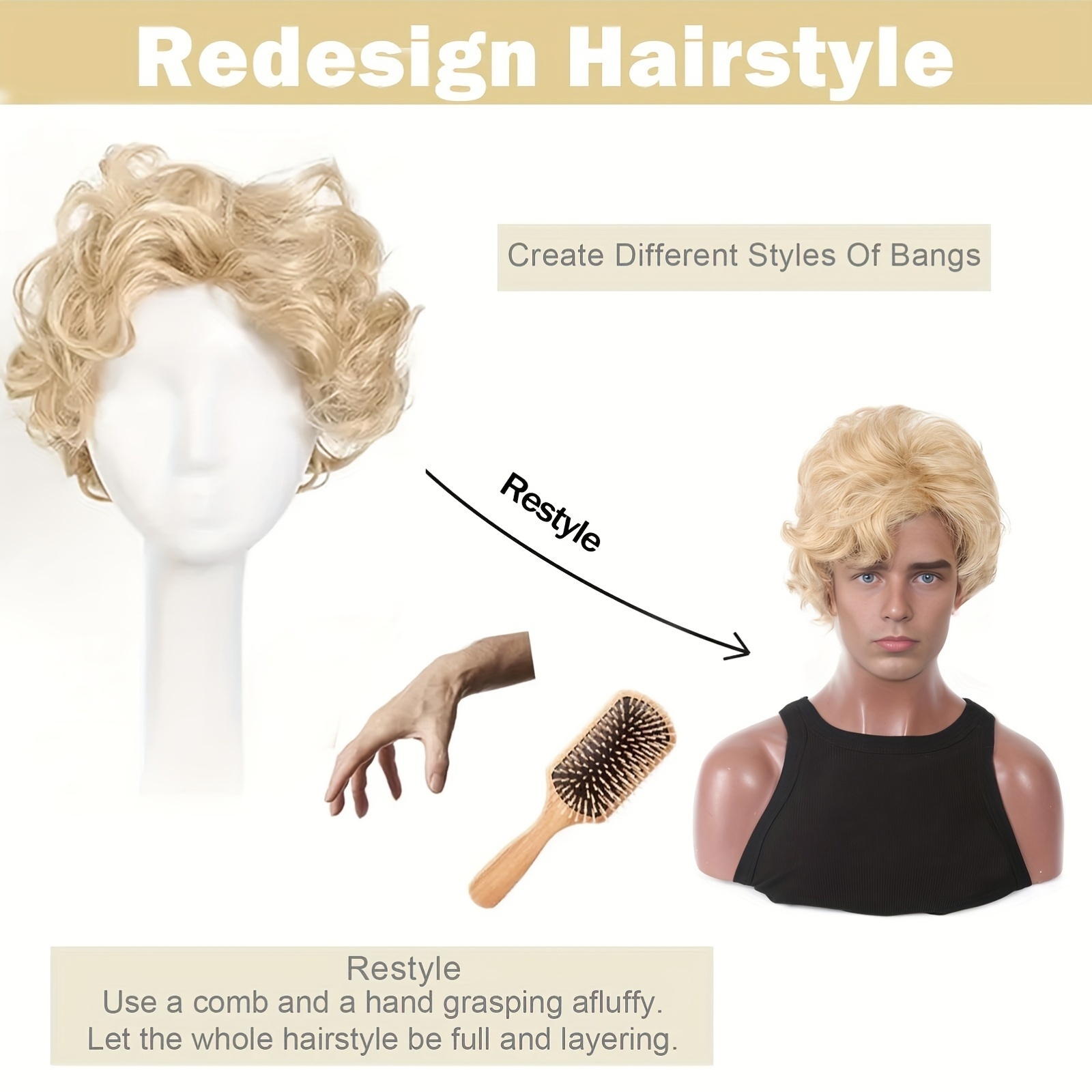 Parrucca bionda da uomo, parru - Synthetic Wigs recensione e prezzo